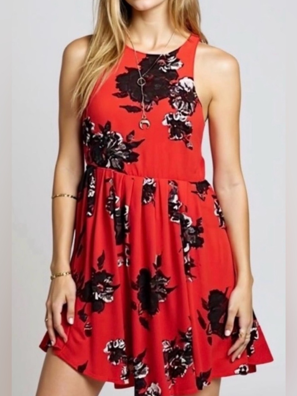 Free People Flutterby Floral Pleated Sleeveless Mini Dress. Size‎ 12.